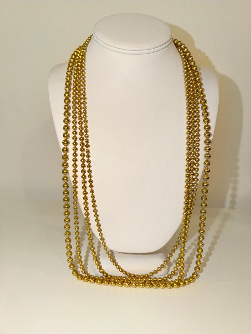 Vintage Signed Georgiou Gold-Tone Beaded Multi-Strand Necklace